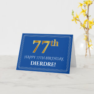 Cartão Elegante Faux Dourado visual 77º aniversário, nome