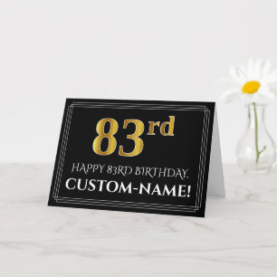 Cartão Elegante Faux Dourado visual "83rd" Aniversário +
