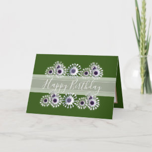 Cartão Elegante Floral Bonito Flor de Margarida Verde Ani
