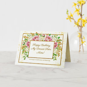 Cartão Elegante Floral Dourado com Brilho Personalizado d