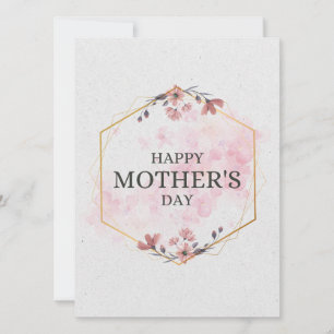 Cartão Elegante Floral Feliz Dia das Mães Aquarela