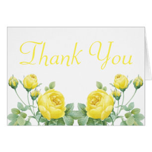 Cartão Elegante Floral Watercolor Amarelo Rose Obrigado