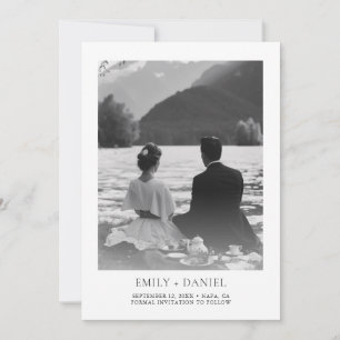 Cartão Elegante Foto de Casamento Moderno Save the Date