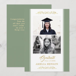 Cartão Elegante Graduação com Ornamento Dourado 2 Foto