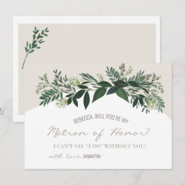 Cartão Elegante Greenery, Você Será Minha Matriz de Honra