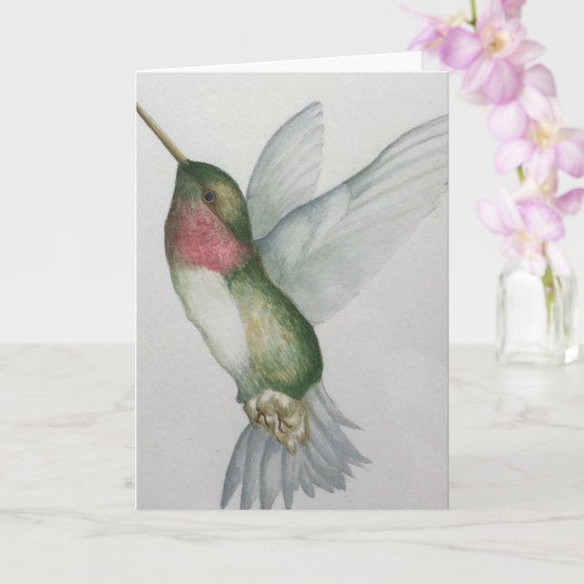 Cartão Elegante Hummingbird Watercolor Painting Bird Art (Orquídea)