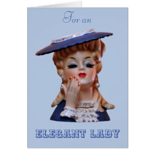 Cartão Elegante Lady Head Vase Rico Hat