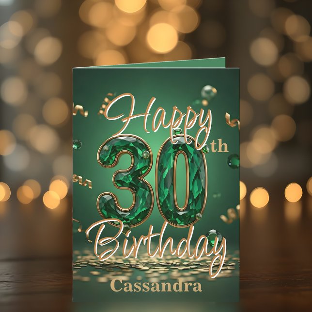 Cartão Elegante Luxurioso Verde e Dourado aniversário de  (Criador carregado)