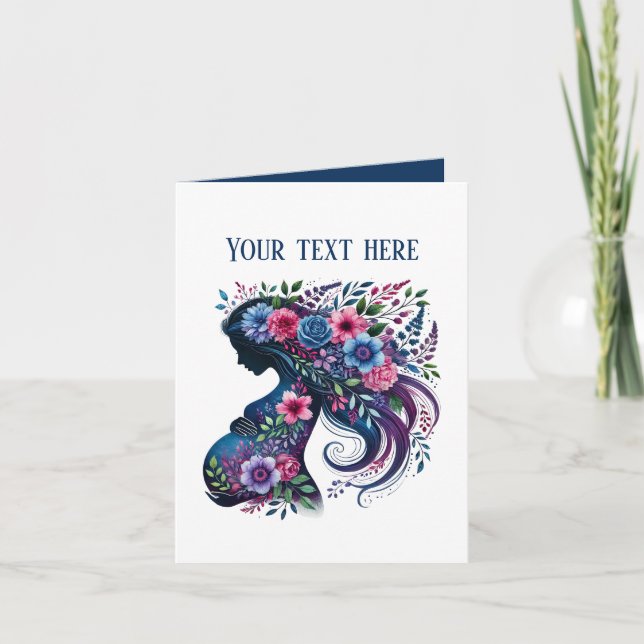 Cartão Elegante mãe grávida adicionar texto para qualquer (Frente)