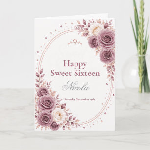 Cartão Elegante Mauve Sweet 16