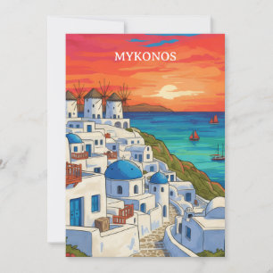 Cartão Elegante Mykonos Grécia Moinhos de Vento Viagem Vi