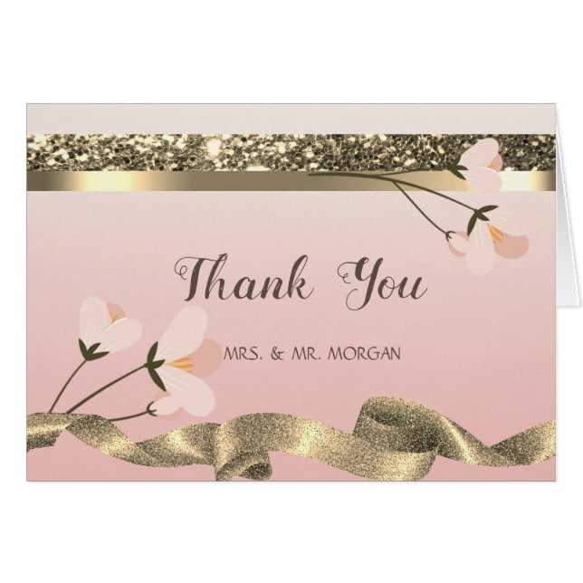 Cartão Elegante Na moda Floral (Frente horizontal)