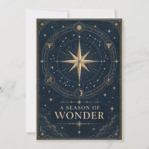 Cartão Elegante Natal Celestial, Vintage Oito Pontas