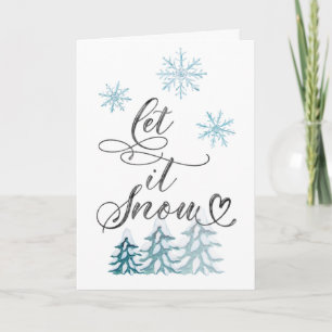 Cartão Elegante Natal Deixe nevar flocos de neve