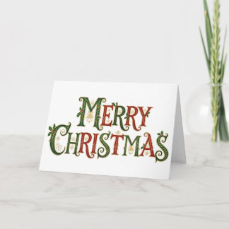 Cartão Elegante Natal Feliz Caligrafia Vintage