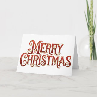 Cartão Elegante Natal Feliz em Vermelho e Dourado Brilhan