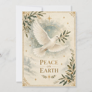 Cartão Elegante Natal Pombo ,Paz na Terra estilo Branco
