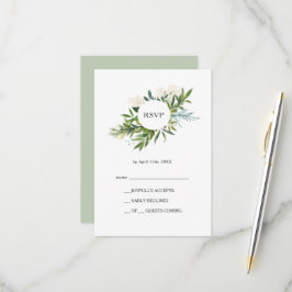 Cartão Elegante Olive Greenery RSVP