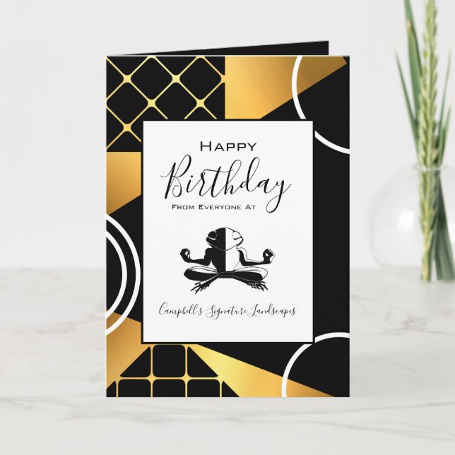 Cartão Elegante para adicionar logotipo no aniversário do (Frente)