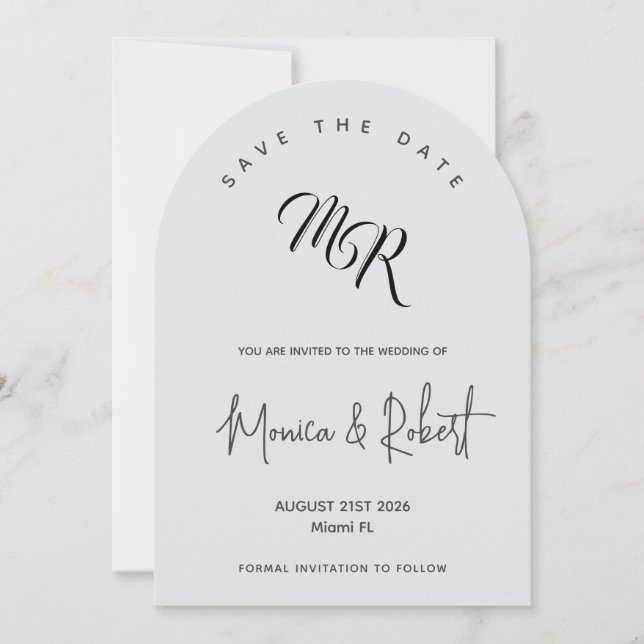 Cartão elegante para salvar a data (Frente)