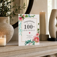 Elegante Peônia Floral Rosa Aniversário de 100 ano