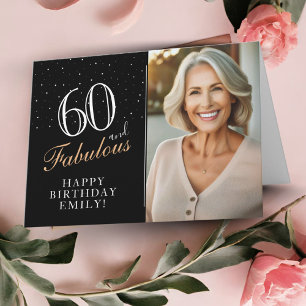 Cartão Elegante Preto 60 e Fabuloso Aniversário de 60 ano