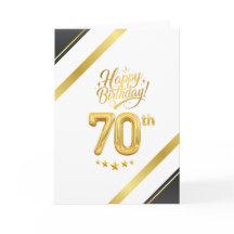 Elegante Preto e Dourado Aniversário de 70 anos –