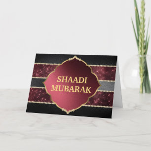 Cartão Elegante Preto e Vermelho Shaadi Mubarak