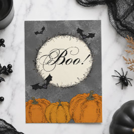 Cartão Elegante Pumpkins e Bats