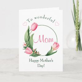 Cartão Elegante Quadro de Flor de Tulipa Rosa no Dia das 