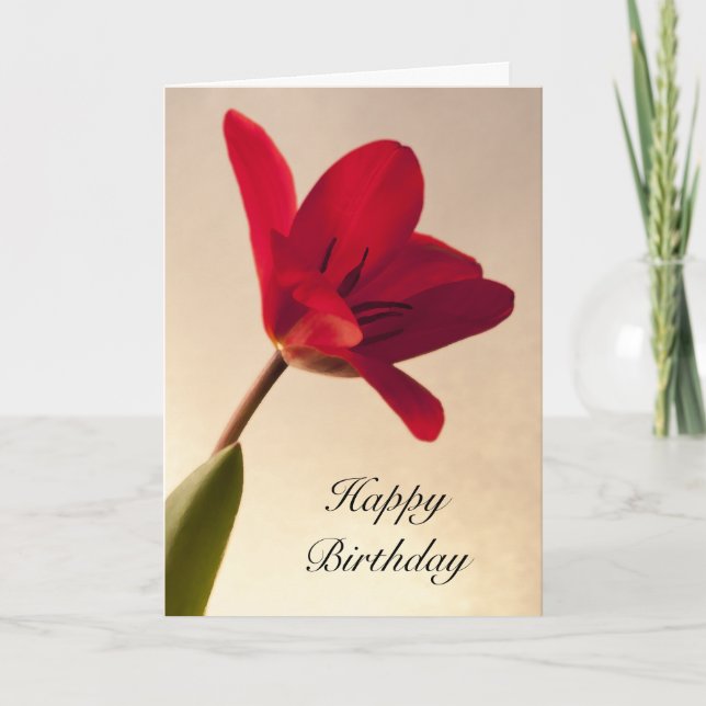 Cartão Elegante Red Tulip Birthday (Frente)