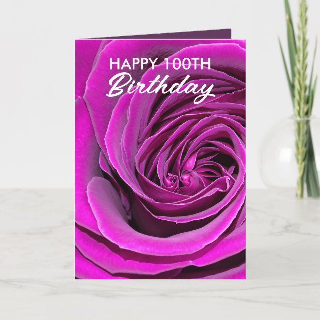 Cartão Elegante Rosa 100º Aniversário (Frente)