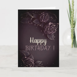 Cartão Elegante Rosa Gótica Aniversário