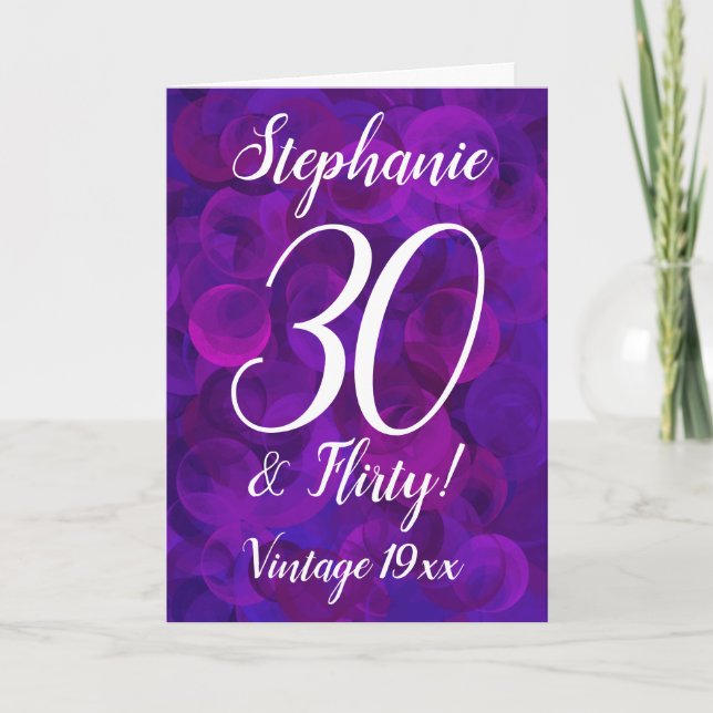 Cartão Elegante Roxo 30 e Noivado Personalizado Inteiro (Frente)