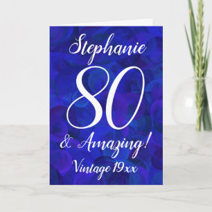 Cartão Elegante Royal Blue 80 e um aniversário incrível