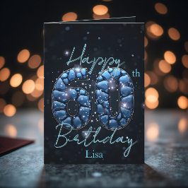 Cartão Elegante Sapphire Blue e Black 60th Birthday