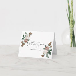 Cartão Elegante Script Floral Obrigado por Batismo