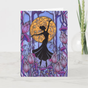 Cartão Elegante Silhueta de Bailarina Desenhada à Mão sob