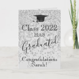 Cartão Elegante Silver Glitter 2022 Graduou Foto