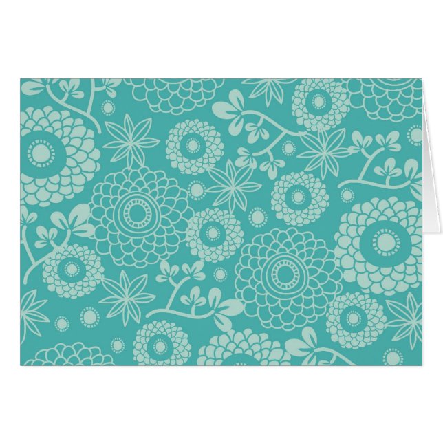 Cartão Elegante Teal Floral (Frente Horizontal)