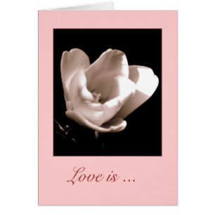 Cartão Elegante Tulip 'O amor é....' Placa de saudação de