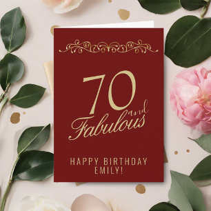 Cartão Elegante Vermelho 70 e Fabuloso Enfeite Aniversári