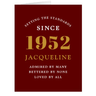 Cartão Elegante Vermelho Dourado 1952, Nome de Ani