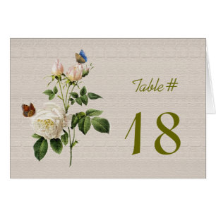 Cartão Elegante vintage branco rosa flor número da tabela