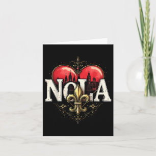 Cartão Elegante Vintage Nola Flor-de-lis Coração Nola For