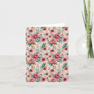 Cartão Elegante Vintage Watercolor Vazio Botânico Floral