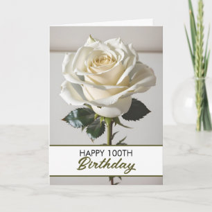 Cartão Elegante White Rose 100th Birthday