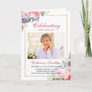 Cartão Elegante Wildflower Fold Printable Funeral Program