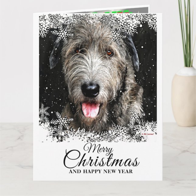 Cartão Elegante Wolfhound Irlandês de Natal (Frente)