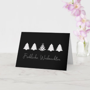 Cartão Elegantes árvores de Natal de Natal preto e branco